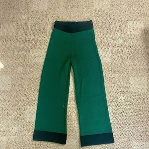 STAUD knit kelly green/black color block pants